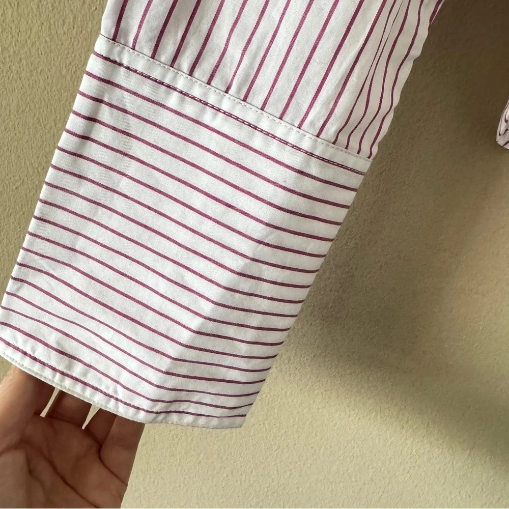 Parker Pin Striped Button Up Cotton Shirt Top size XS